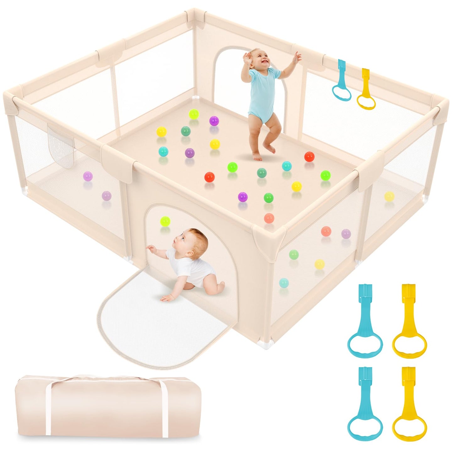 babyeap Baby Playpen,60" x 79",Deep Gray