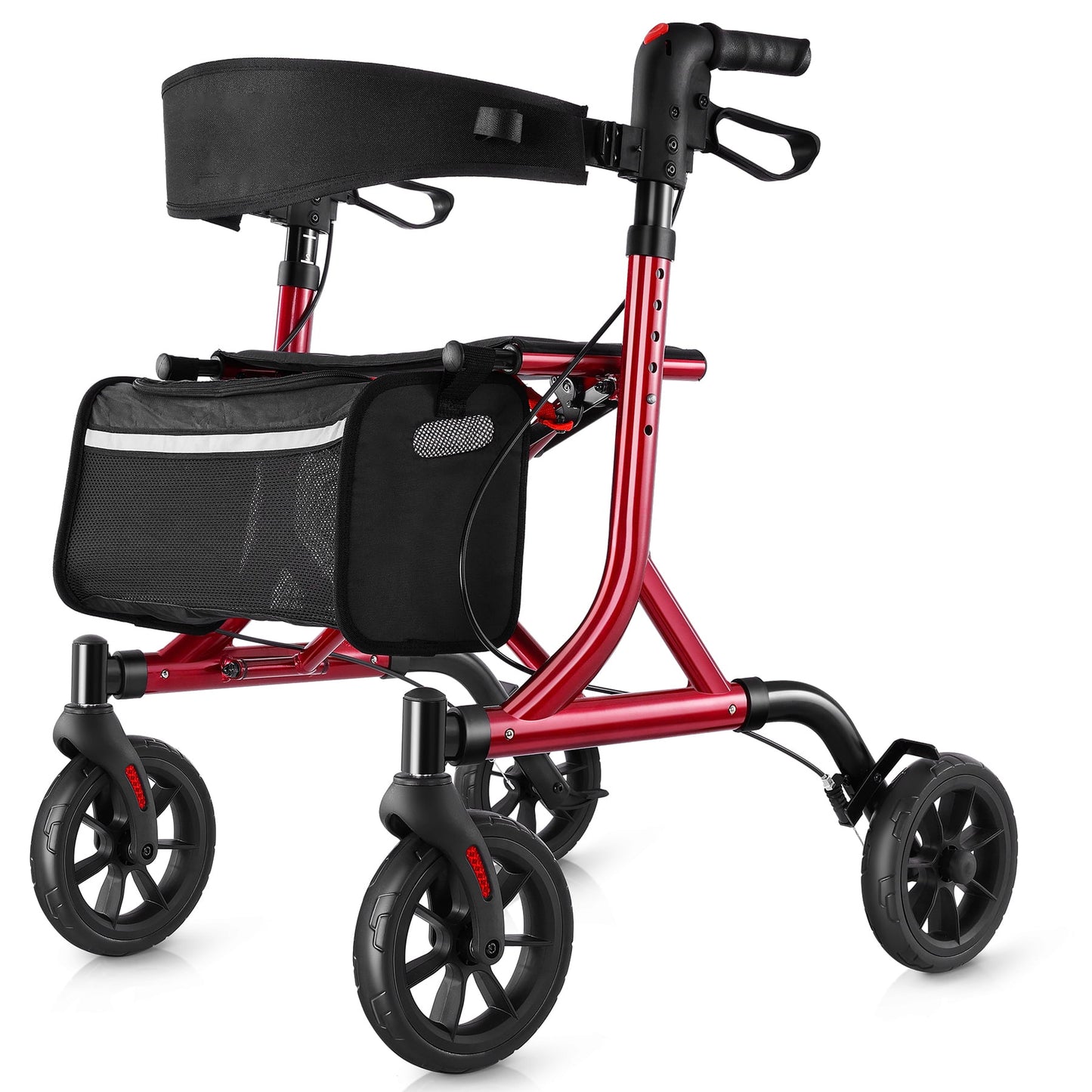COSYWILL Rollator Walker with Seat,Light Red