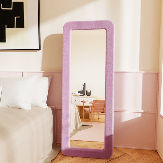 Nefoso Rectangle Full Length Mirror, High Pile Freestanding Floor Mirror with Stand, 65"x24" Wall Mounted Mirror for Bedroom