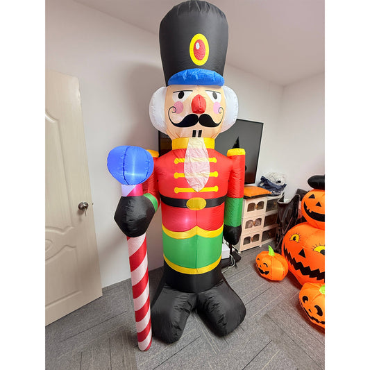 IZNEN 8ft Christmas Inflatable Santa Claus Outdoor Decor Blow Up with Penguin and Gift, Built-In LED Lights, for Yard, Garden and Lawn