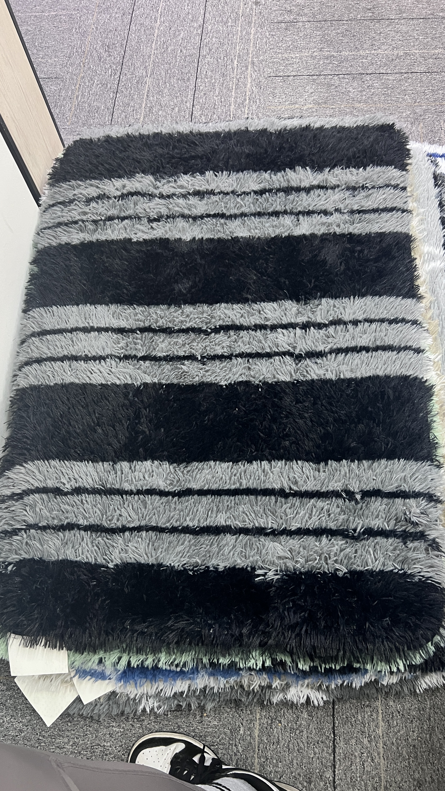 CozyDesg 4*6FT Horizontal Stripes Area Rugs,Dark Gray & Black