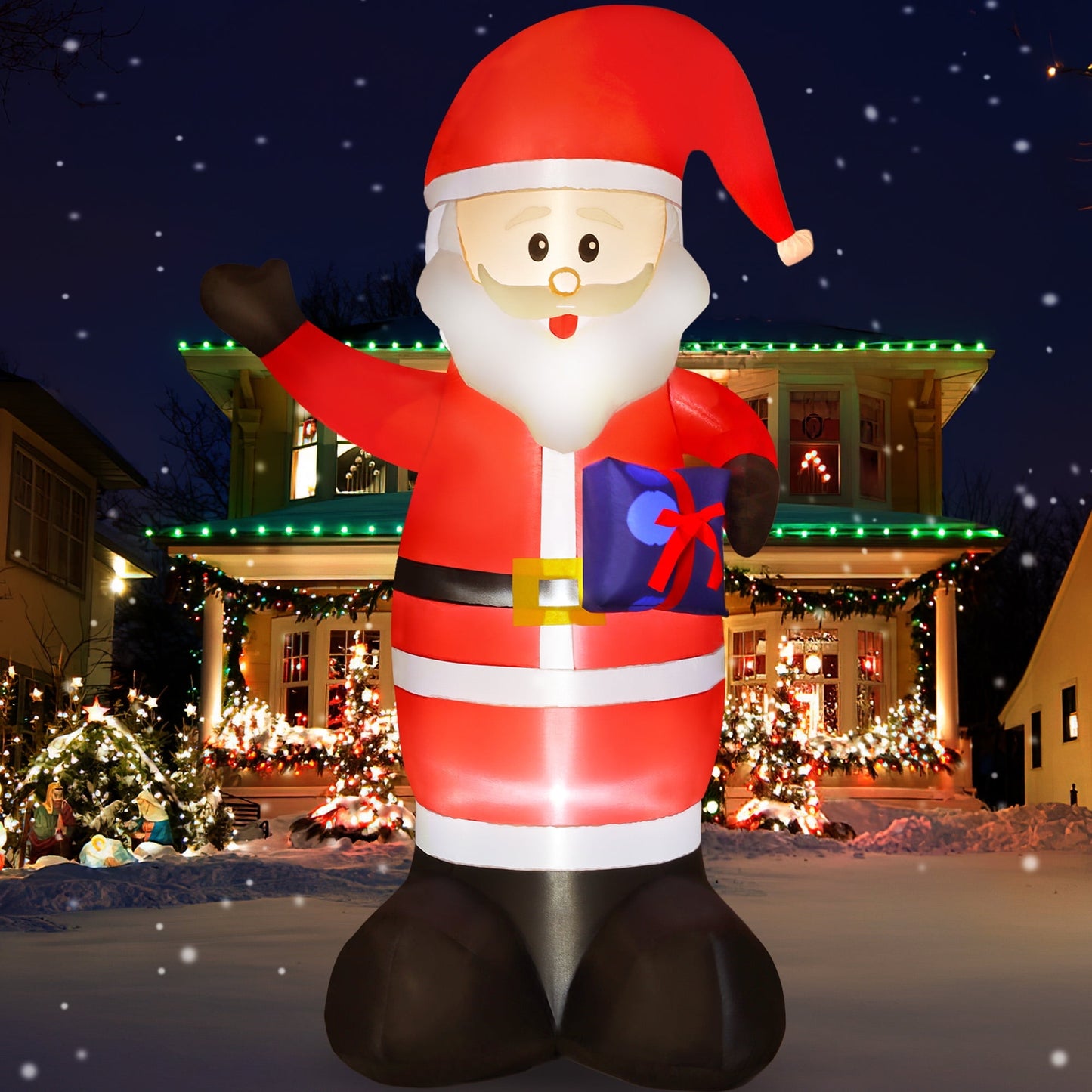 Yexmas 7FT Christmas Inflatable Santa Claus Outdoor Decorations- Blow up Santa Claus with Gift Bag Built-in LEDs Lighted Decor for Yard Garden Lawn Porch Xmas Holiday Party