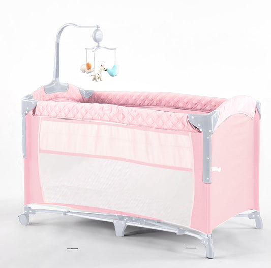 TEAYINGDE 5 in 1 Baby Playard with Bassinet, Nursery Center Playard, Pink