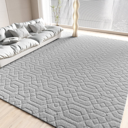 YOUPINS Area Rug for Living Room,5'x8' High-Low Textured Boho Shag Washable Area Rug with Non-Slip Backing,Modern Decor Carpet for Indoor,Bedroom,Dining Room,Nursery