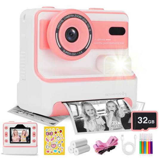 Sqnox Kids Camera Instant Print, Kids Camera 1080P HD with 32G SD Card Print Paper for Boys Girls Age 3-12 Gifts