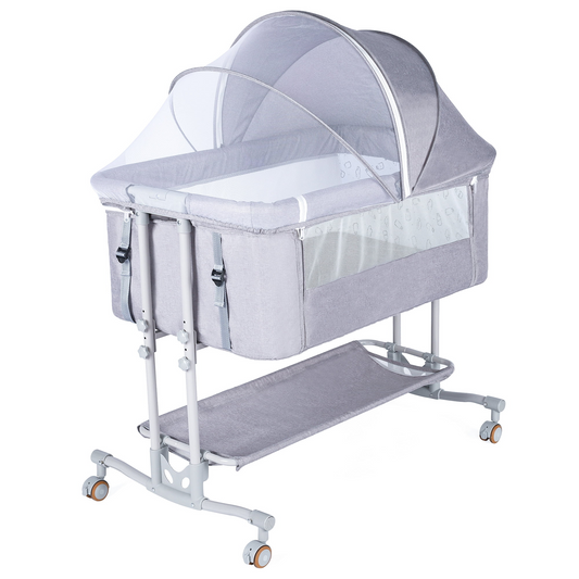 TEAYINGDE 5 in 1 Baby Playard with Bassinet, Nursery Center Playard-Drak Gray