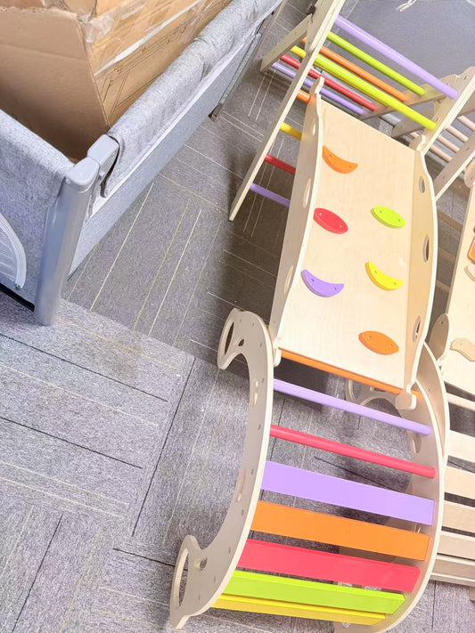 LookflyEPikler Triangle Set 5in1 Montessori Toddler Climbing Toys Indoor,multi-coloured