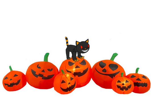 IZNEN Halloween Inflatables Pumpkins 7 Blow Up Decor with Witches Hat, Built-in LED Lights for Halloween Party - D