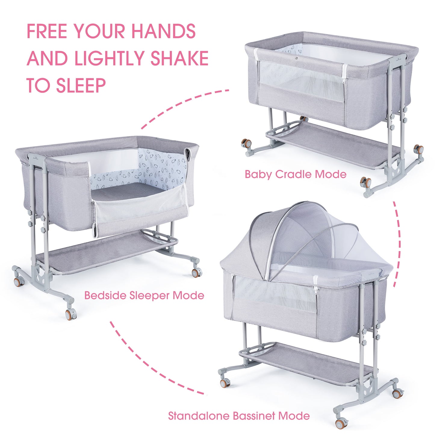 TEAYINGDE 5 in 1 Baby Playard with Bassinet, Nursery Center Playard-Drak Gray