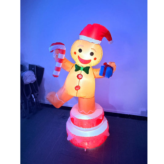 Yexmas 5FT Christmas Inflatable Gingerbread Man Gift Bag Candy