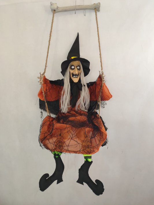 Swinging Witch with Animated Expressions and Glowing Effect