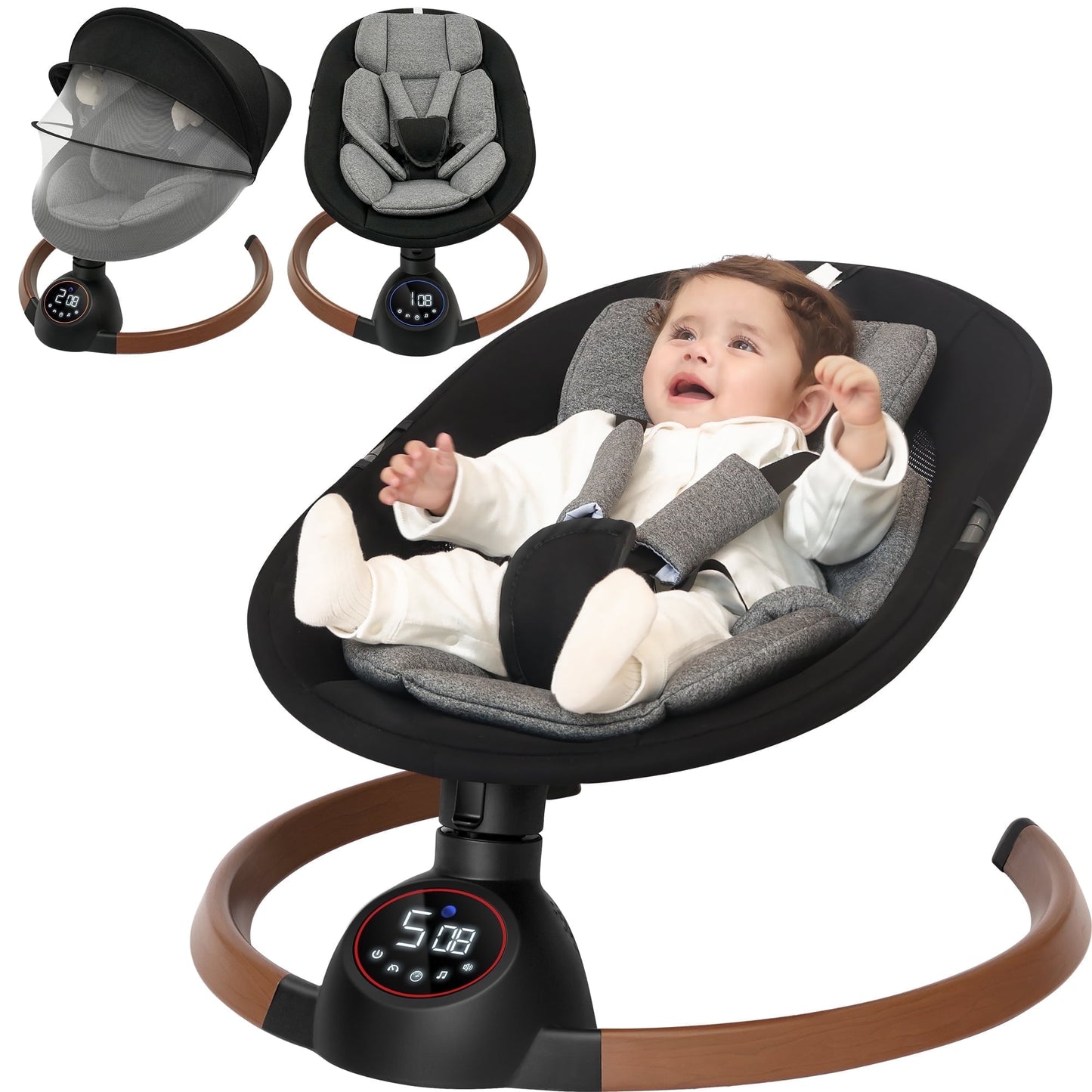 Babyeap Baby Swing for Infants,Bluetooth Control 5-point Harness Newborn Swing,5 Sway Speed,10 Lullabies
