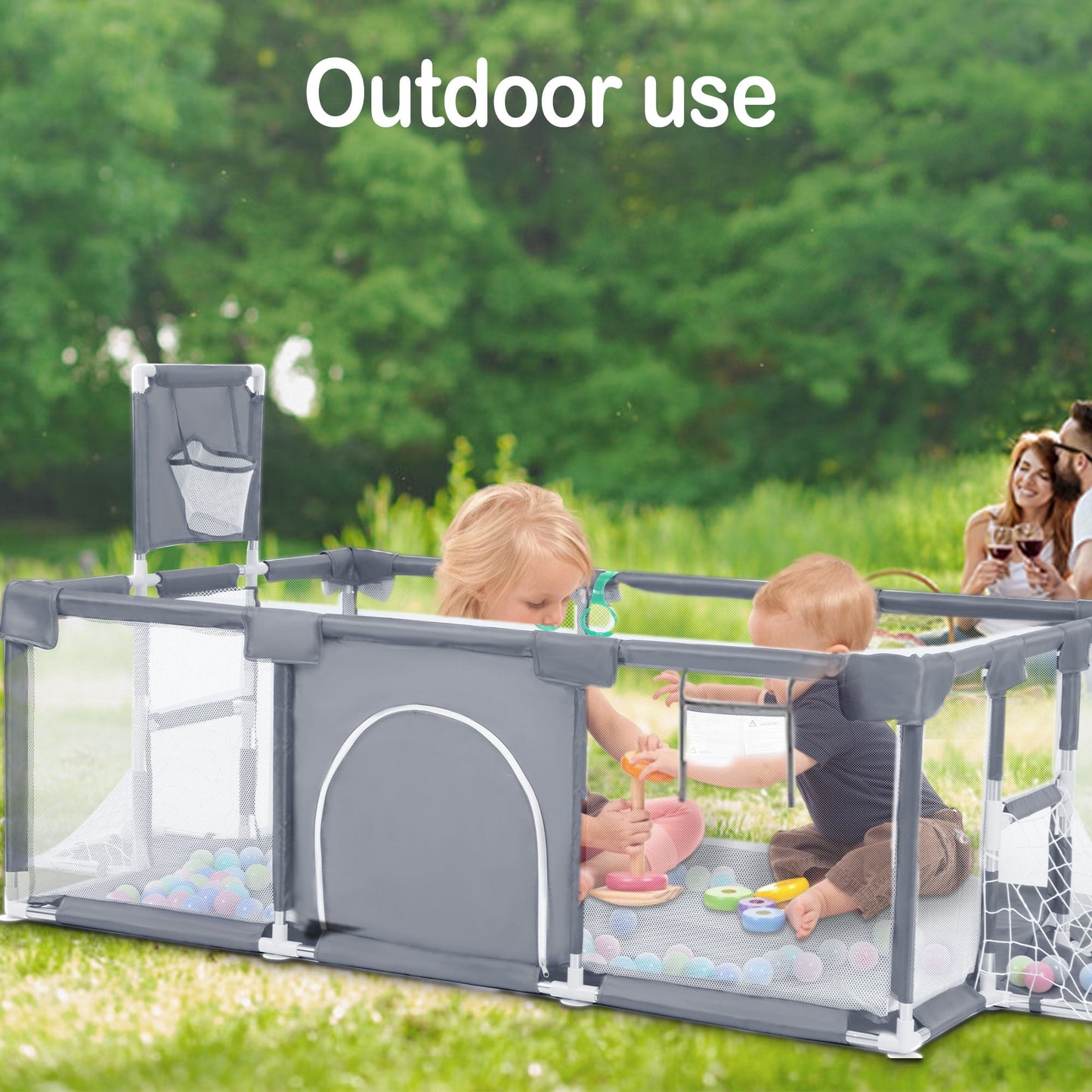 TEAYINGDE Baby Playpen,71 Inch Extra Large Baby Playard With Basketball Hoop