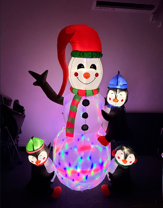 7FT Christmas Inflatable Outdoor Decoration, Penguin Snowman Inflatable Yard Decoration with LED Lights for Indoor Outdoor Patio Garden