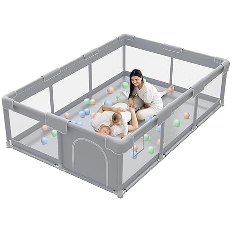 babyeap Baby Playpen,50" x 71",Deep Gray