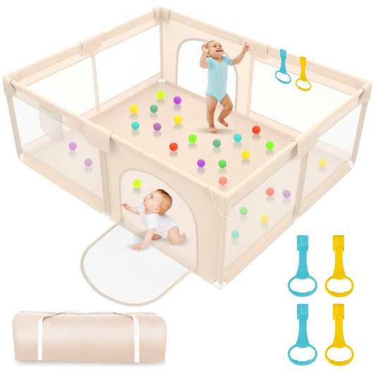 babyeap Baby Playpen,60" x 79",Deep Gray