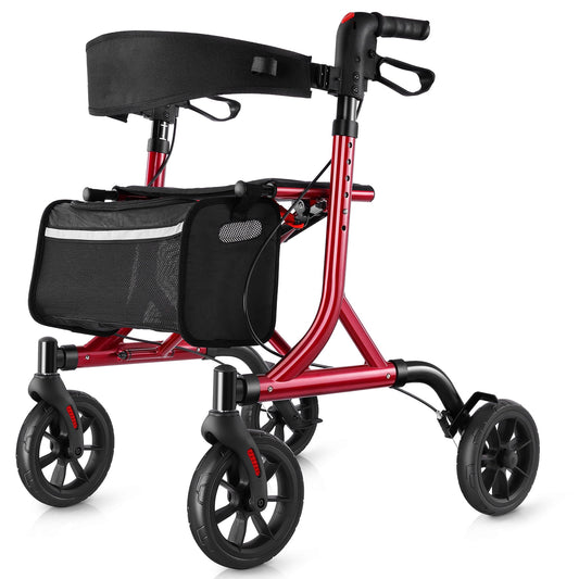 COSYWILL Rollator Walker with Seat,Light Red
