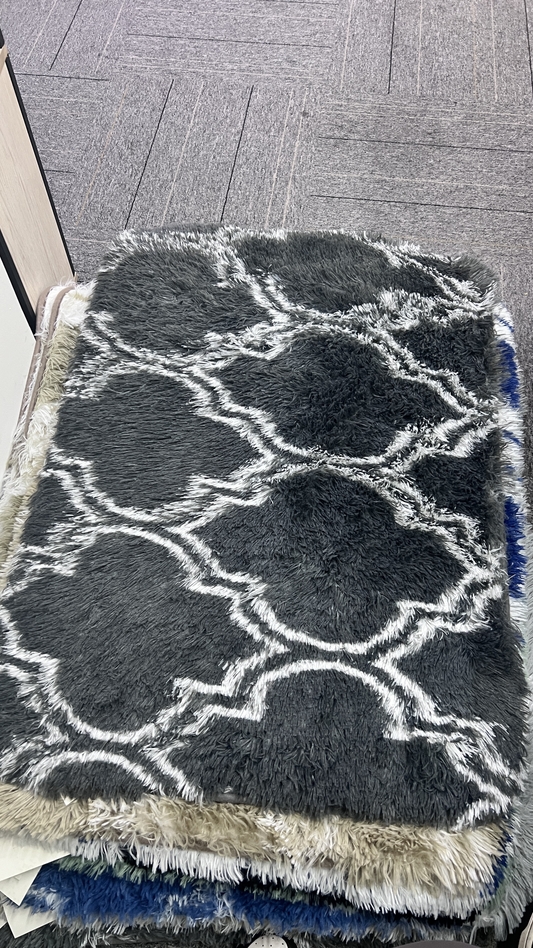 CozyDesg 4*6FT Floral Pattern Area Rugs,Black & White