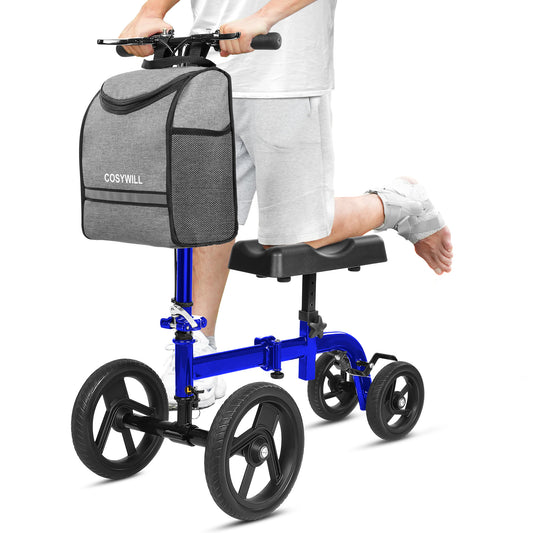 COSYWILL Steerable Knee Scooter,Knee Walker Scooter for Adults with 10" Front Wheels,Foldable Knee Scooter for Foot Surgery Crutches Alternative,Black