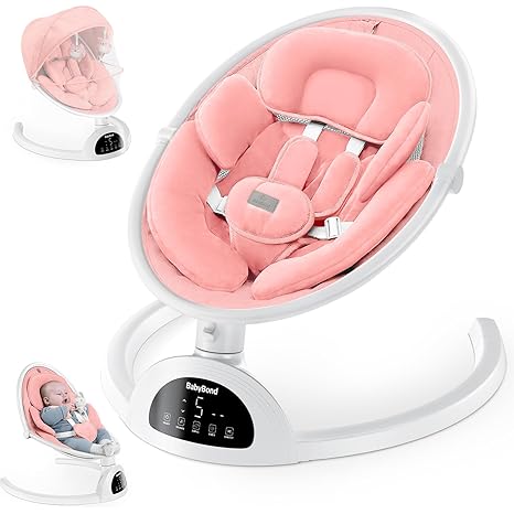 TEAYINGDE Baby Swing for Infants ,Portable Baby Swing with Timing Function 5 Swing Speeds Bluetooth Touch Screen,Music Speaker 12 Preset Lullabies for Babies 0-9 Months,0-20lb,Unisex, Gray