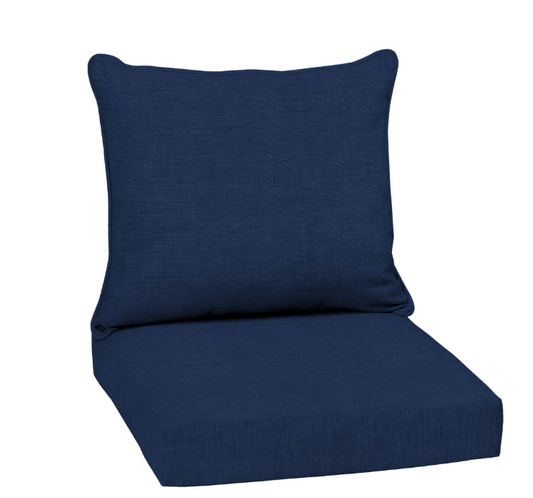 CozyDesg Outdoor Seat Cushion Set 24 x 24 Inch Waterproof & Fade Resistant Patio Furniture Cushions-Blue