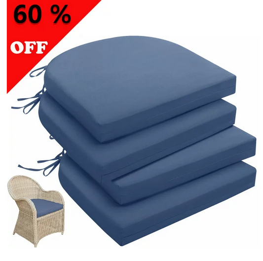 CozyDesg Outdoor Chair Cushions Set of 4, 17"x16"x2" Waterproof Patio Chair Cushions for Outdoor Furniture-Blue