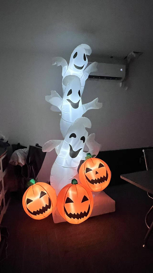 Yexmas Halloween Inflatables Stacked Pumpkins