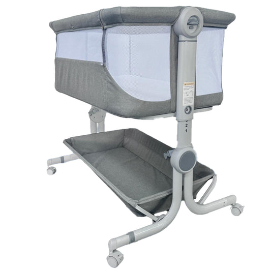 TEAYINGDE Baby Bassinets Bedside Sleeper with Wheels, Newborn Baby Cribs w/Storage Basket,Light Grey
