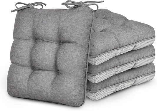 CozyDesg Memory Foam Chair Cushions Set of 4, Outdoor/Indoor Chair Pads for Dining Chairs 4 Pack, Seat Cushions for Kitchen, Dining Room, Office, Patio Chairs, 15.5"x15.5"x3.5" Beige
