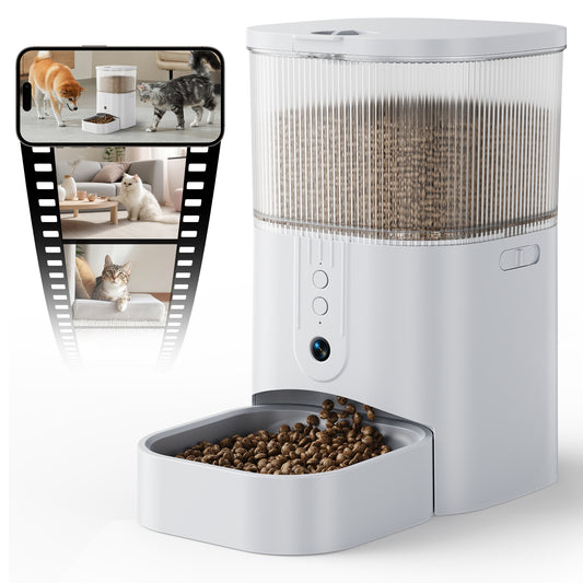 Zoolike Automatic Pet Feeder for Cats Dogs Rabbits with Camera，1080P HD Video with Night Vision, 2.4G WiFi Smart Food Dispenser with APP Control,3L