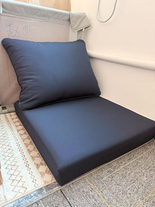 CozyDesg Outdoor Seat Cushion Set 24 x 24 Inch Waterproof & Fade Resistant Patio Furniture Cushions with Removable Cover Deep Seat,Blue