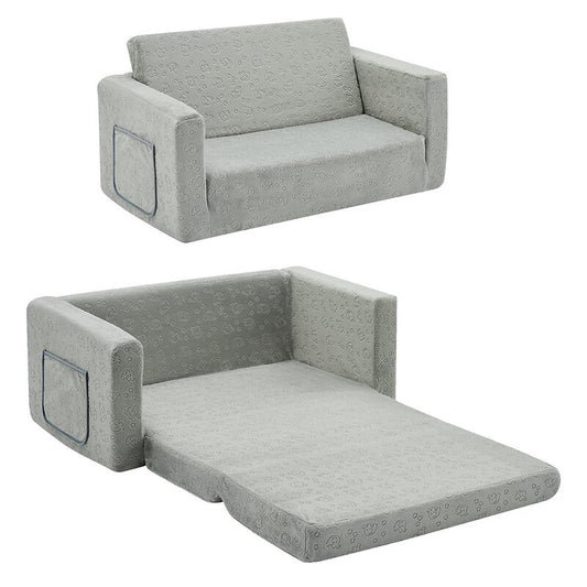 TEAYINGDE 2 in 1 Kids Sofa Chair,Light Gray