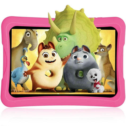 TEAYINGDE Kids Tablet 10.1" Android 13 Tablet with WiFi 64GB Tablet for Ages 3–8 Kids Tablet with Silicone Case Google Play Parental Control APP （Pink）