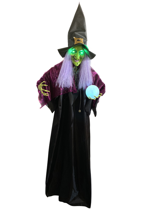 78" Hanging Witch Decor with Magic Ball Halloween Decorations Outdoor, Swing Flying Witch Halloween Porch Decor Party Supplies